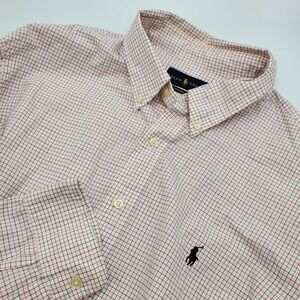 Ralph Lauren Custom Fit Button Down Shirt Mens 17.5 34/35 Plaid Long Sleeve